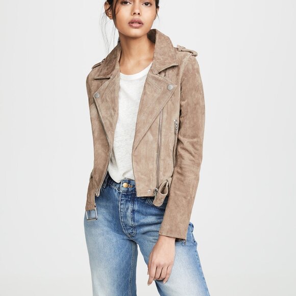 (NWT) BLANK NYC - sand/tan genuine suede moto jacket (medium) - Picture 4 of 5